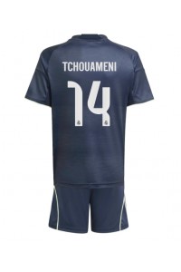 Real Madrid Aurelien Tchouameni #14 Jalkapallovaatteet Lasten Vieraspeliasu 2025-26 Lyhythihainen (+ Lyhyet housut)